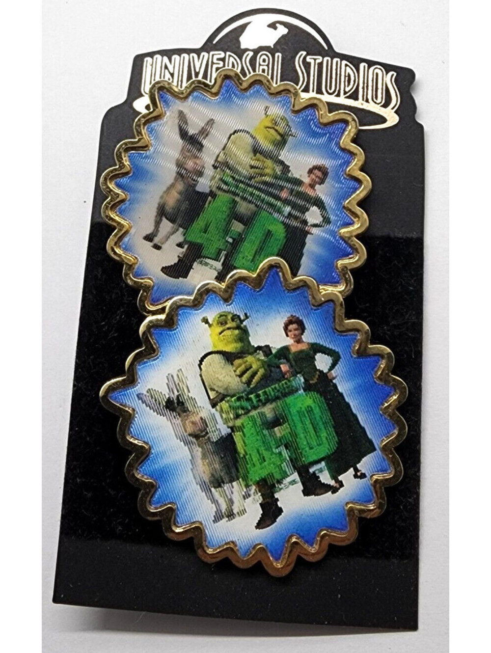 UNIVERSAL STUDIOS THEME PARK SHREK 4-D MOVIE COLLECTIBLE FLICKER PIN VINTAGE